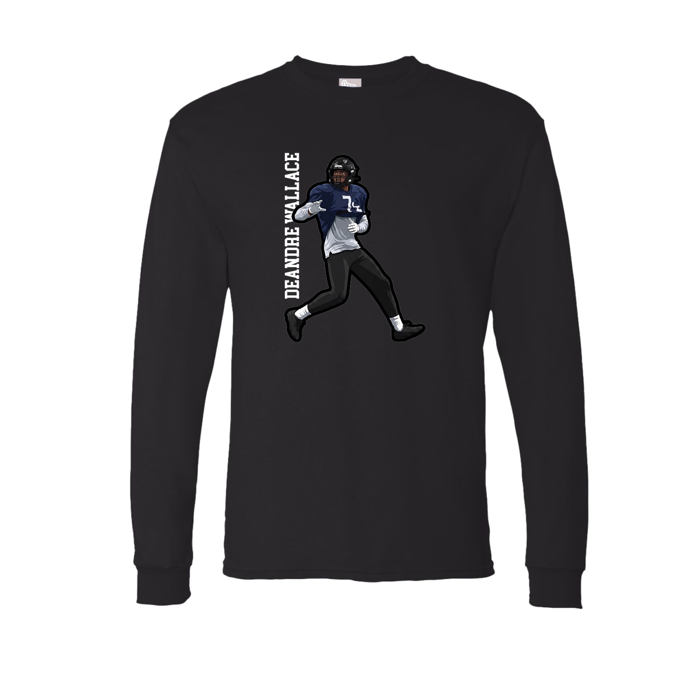 Long Sleeve Tee — Name Vertical in Black