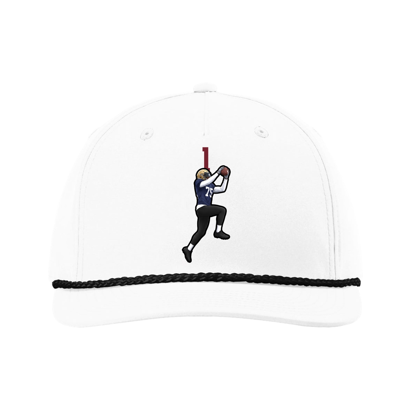 Five-Panel Classic Rope Cap — Number Top in White