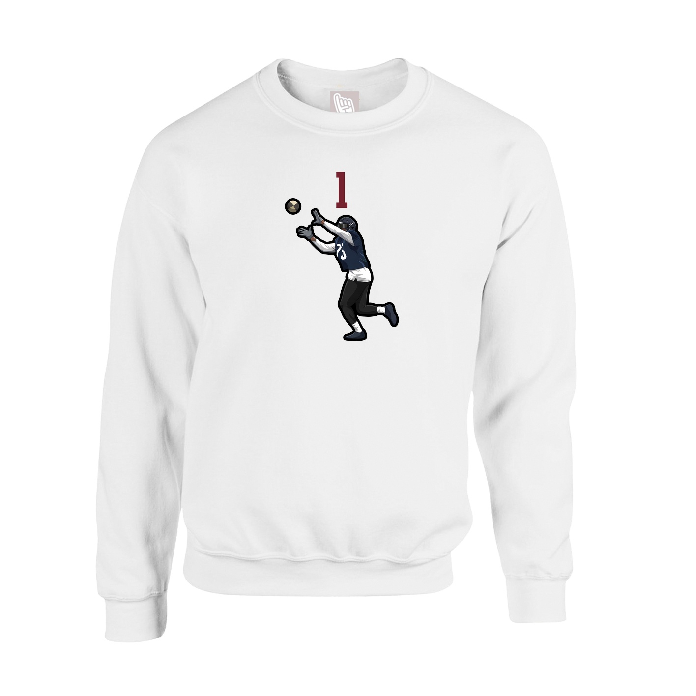Fleece Crew — Number Top in White