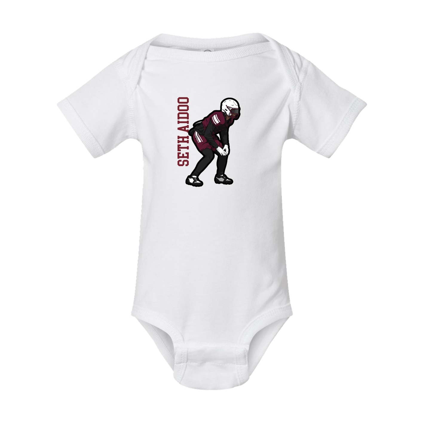 Baby Onesie — Name Vertical in White