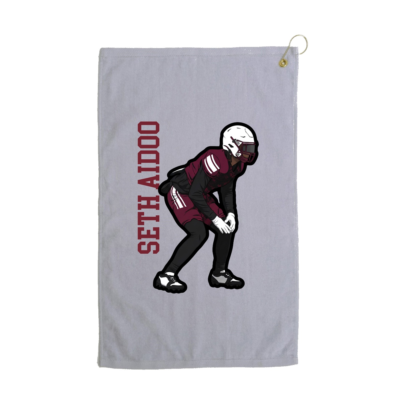 Golf Towel — Name Vertical in Grey