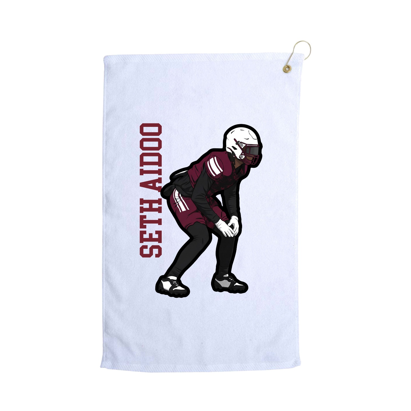 Golf Towel — Name Vertical in White