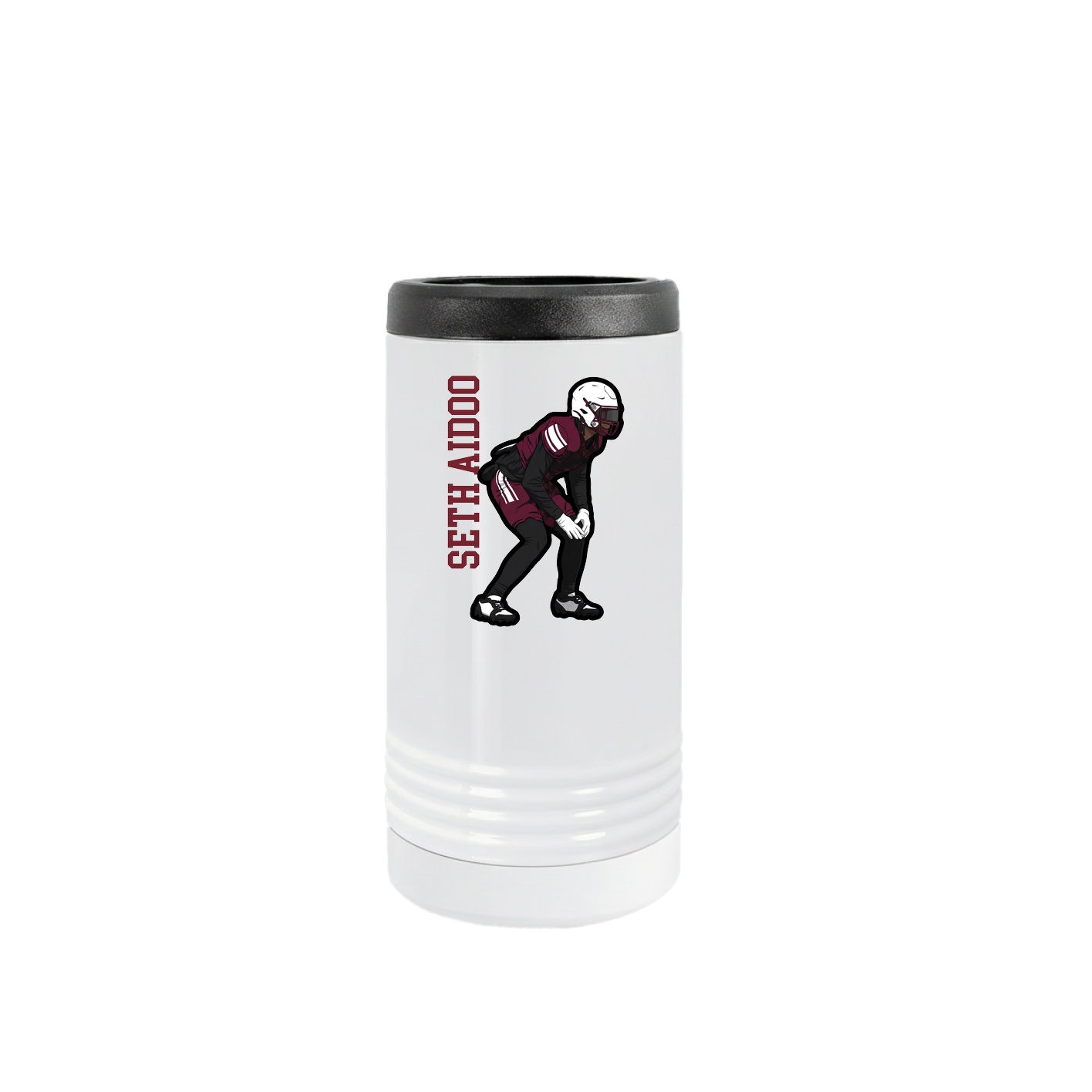 Slim Beverage Holder — Name Vertical in White