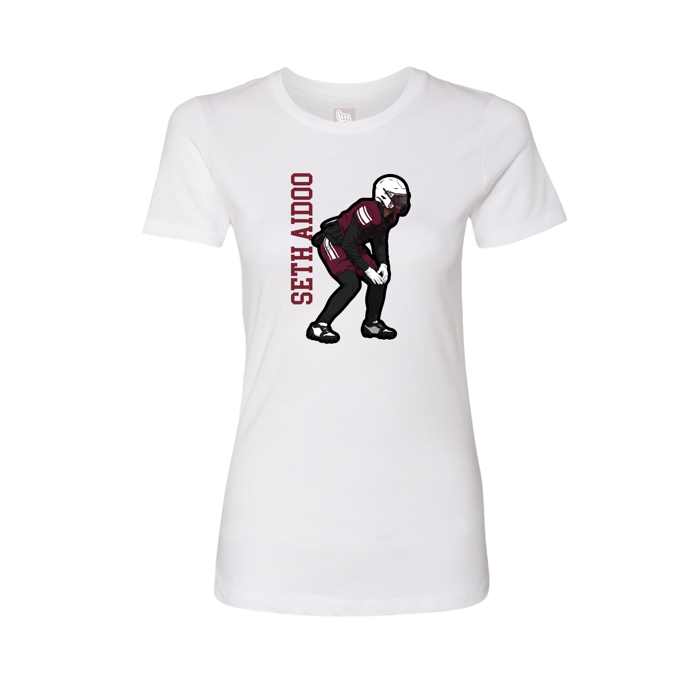 Fitted Women's Tee — Name Vertical in White