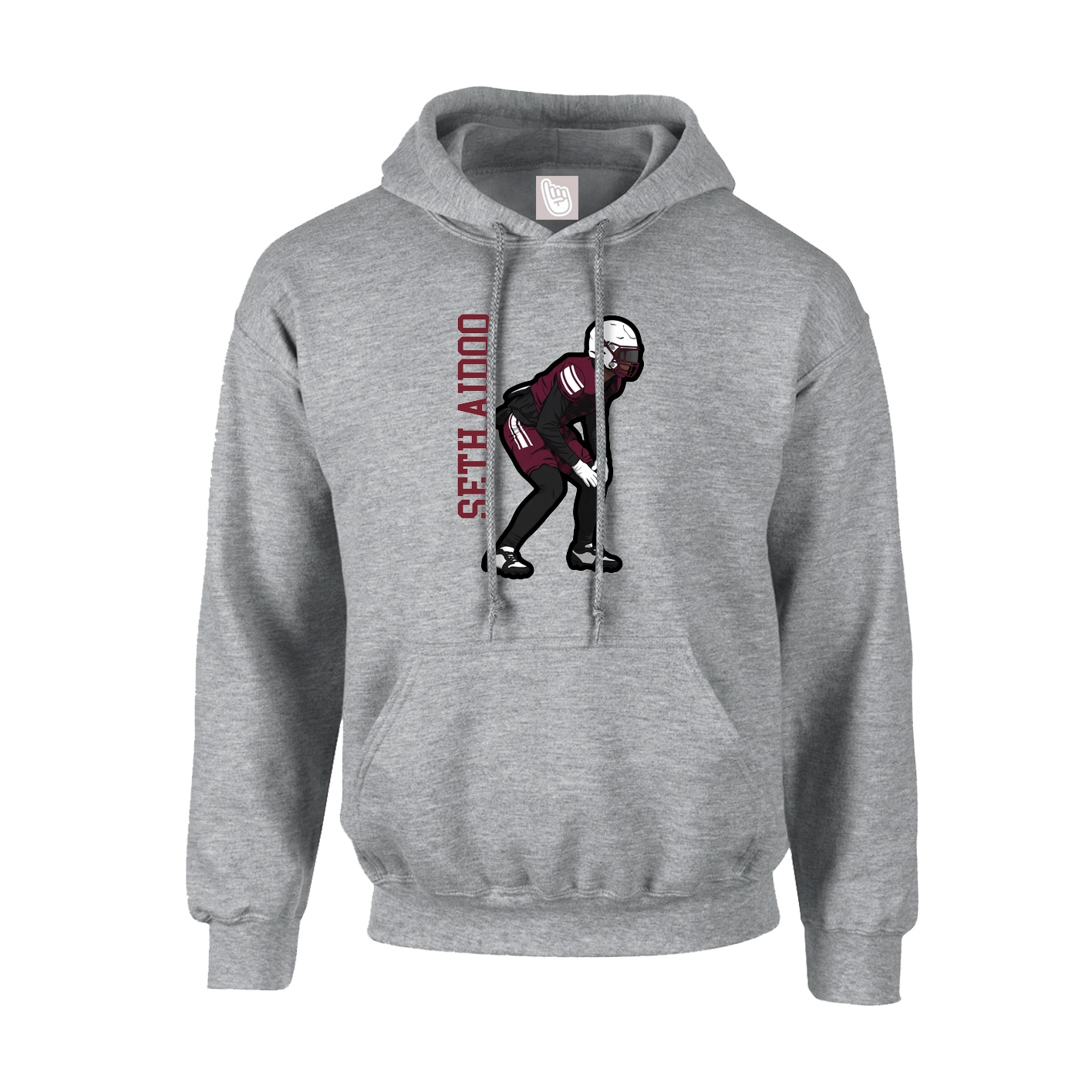Youth Hoodie — Name Vertical in Grey