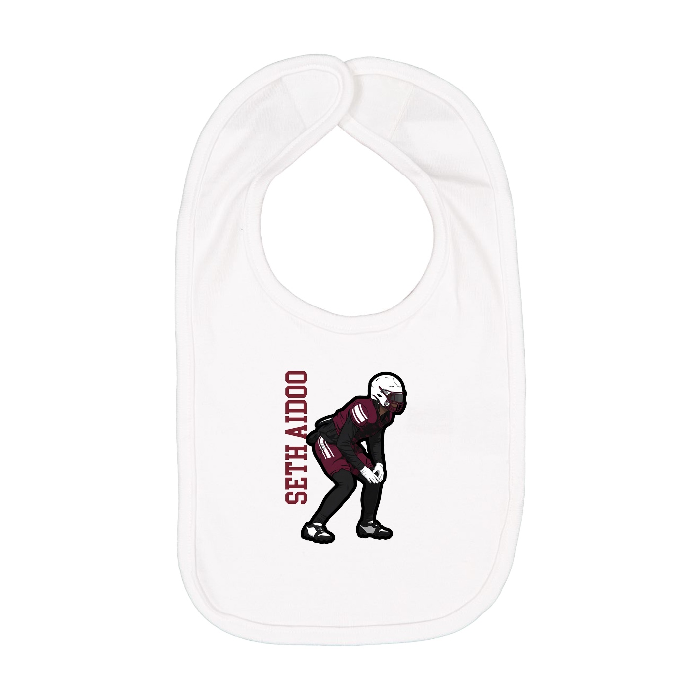 Infant Bib — Name Vertical in White