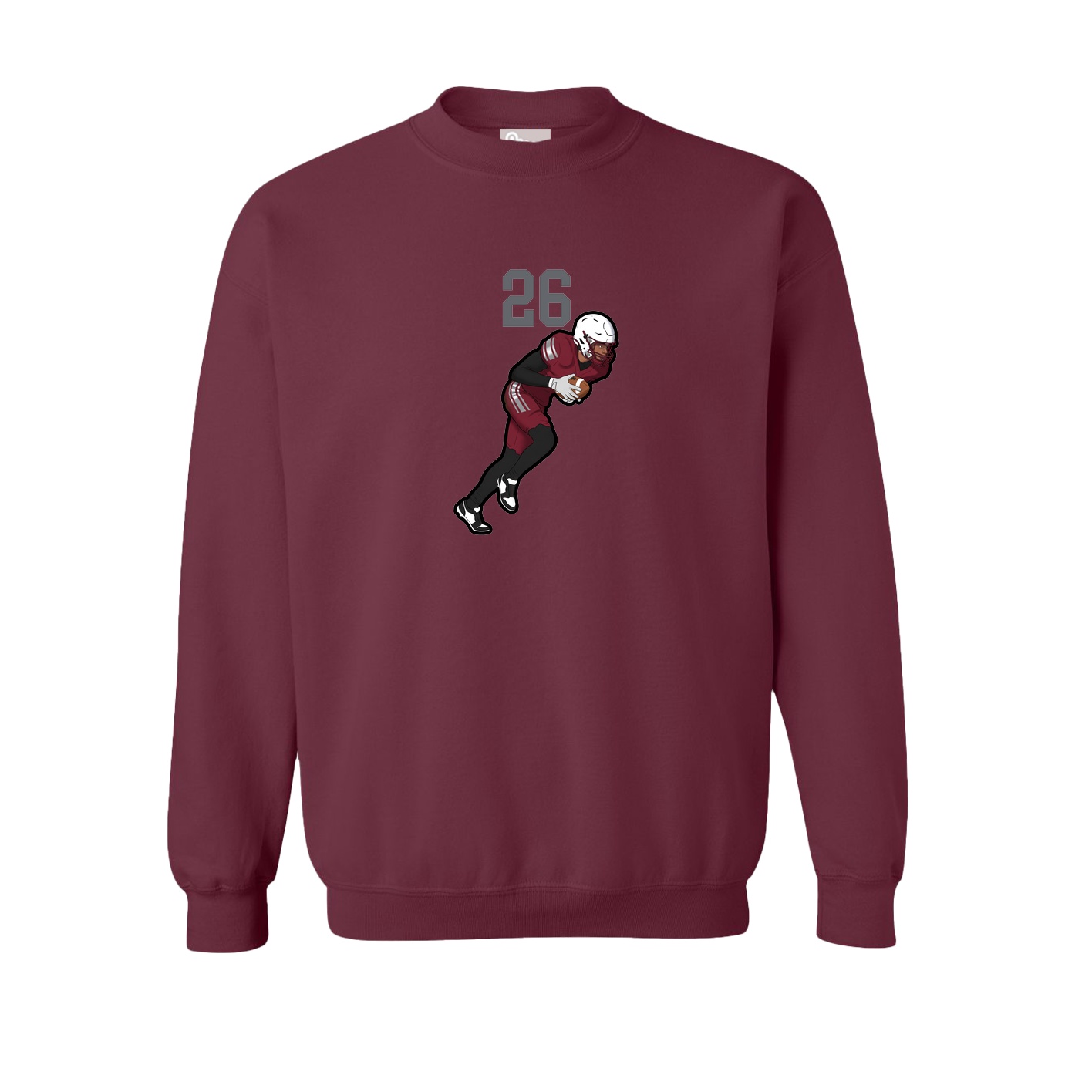 Fleece Crew — Number Top in Maroon