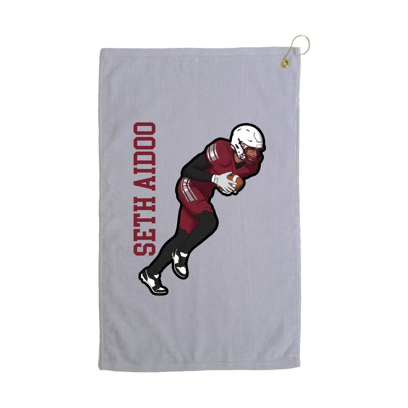 Golf Towel — Name Vertical in Grey