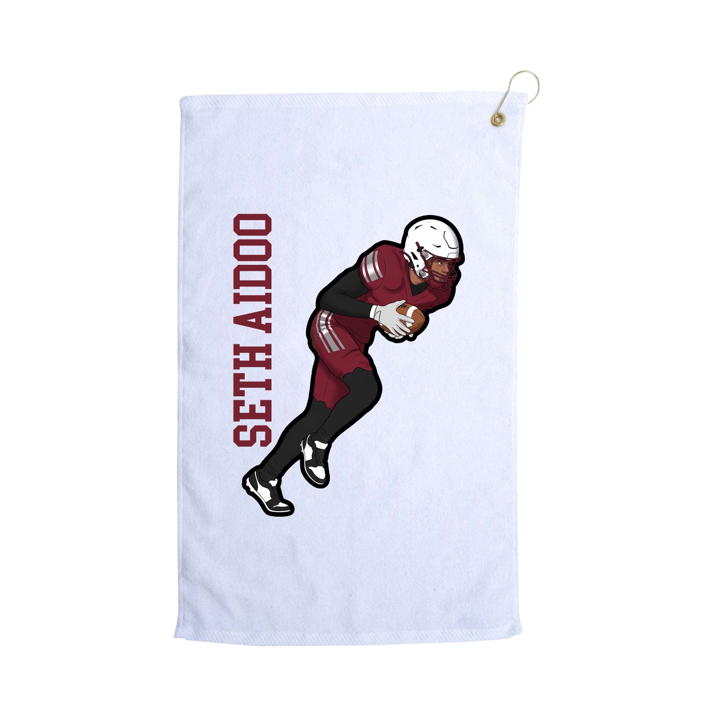 Golf Towel — Name Vertical in White