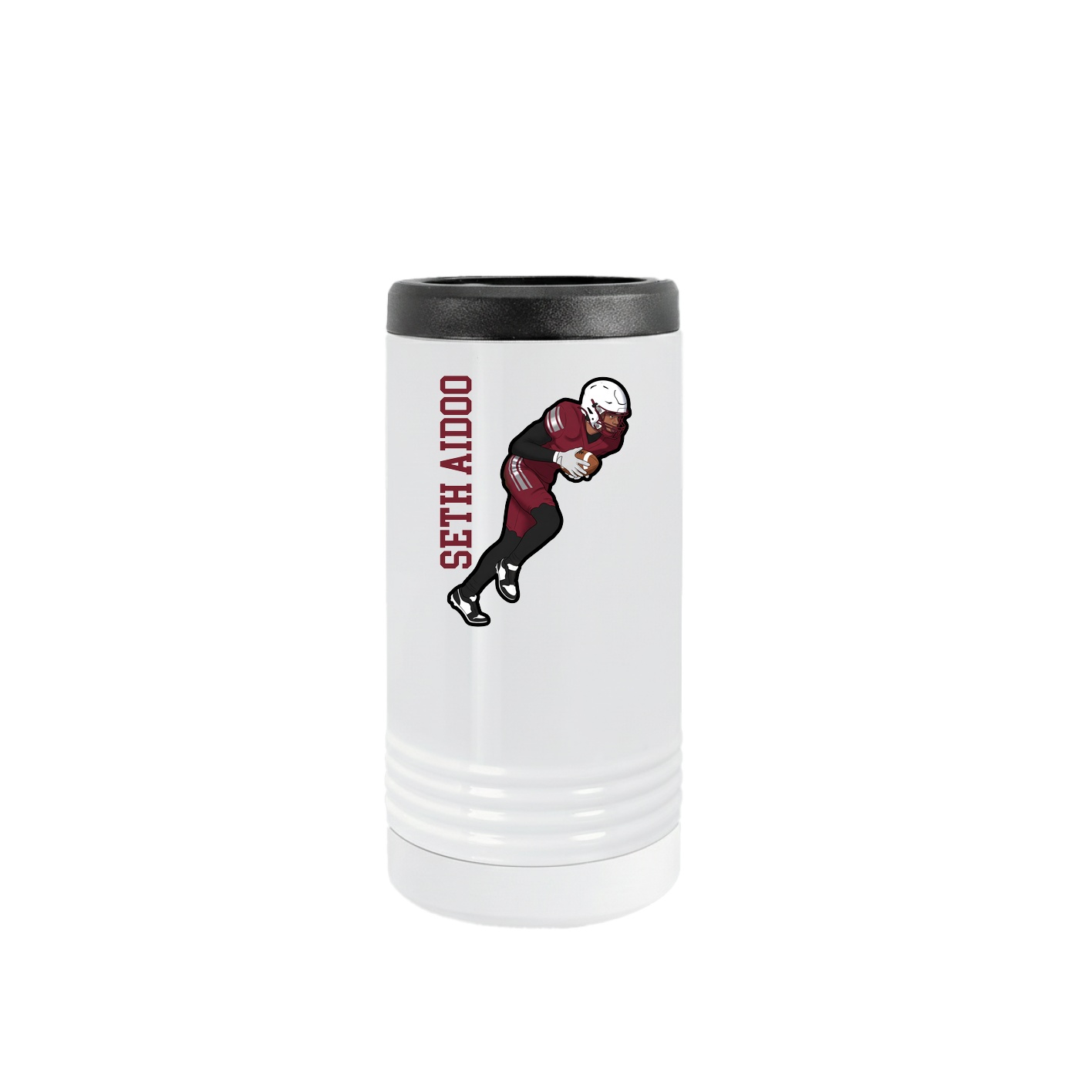 Slim Beverage Holder — Name Vertical in White