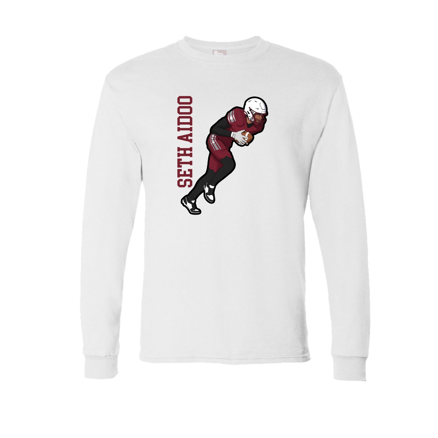 Long Sleeve Tee — Name Vertical in White