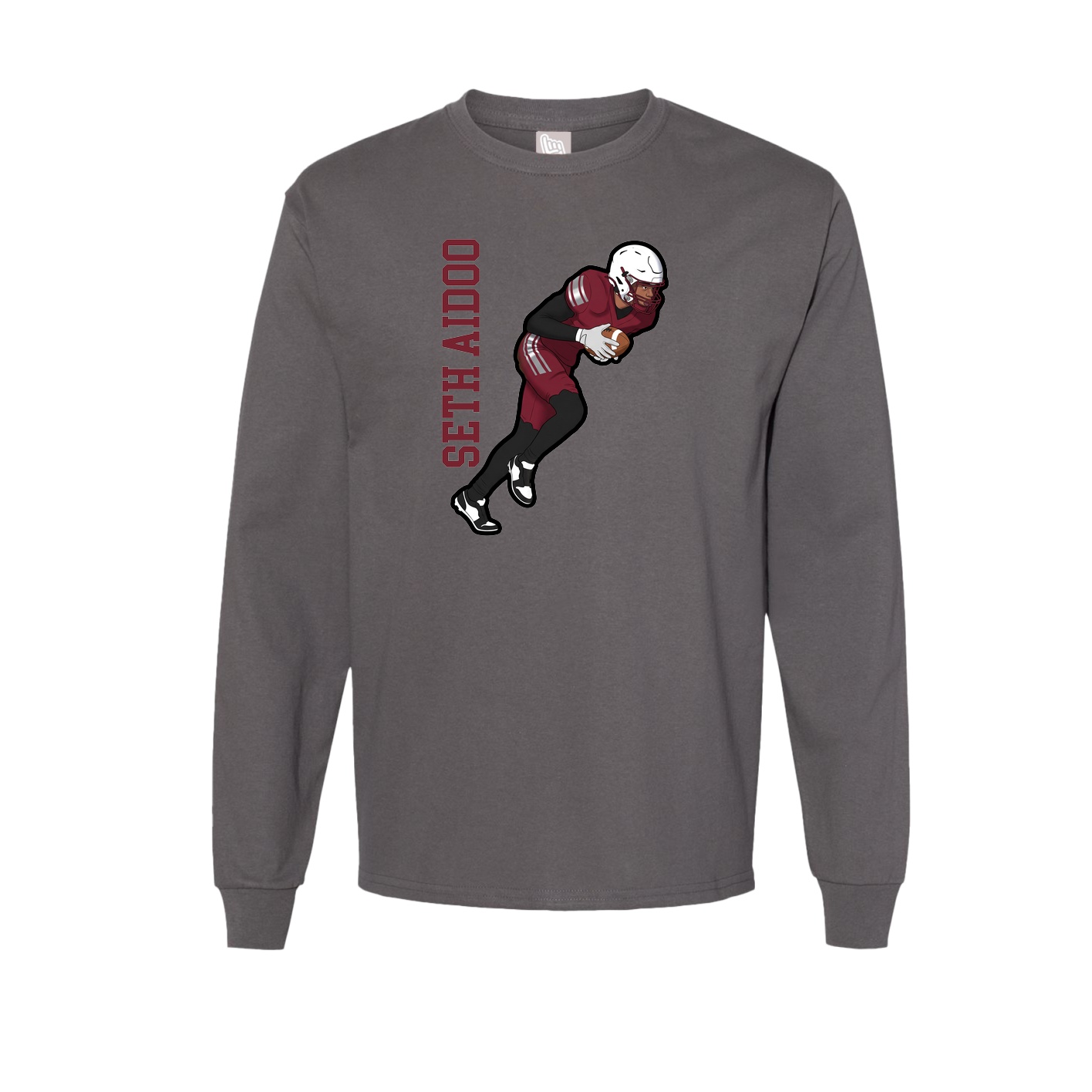 Long Sleeve Tee — Name Vertical in Grey