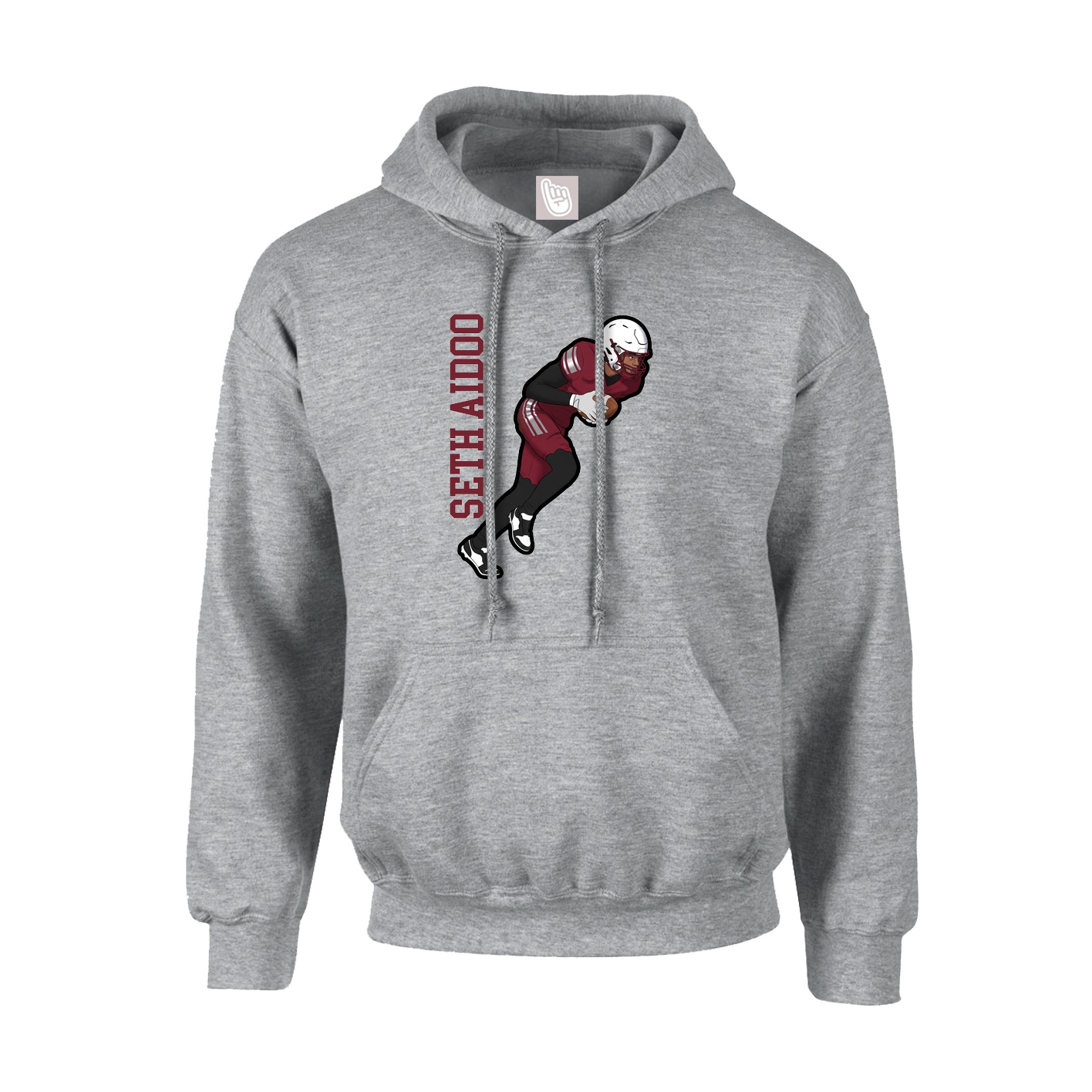 Youth Hoodie — Name Vertical in Grey