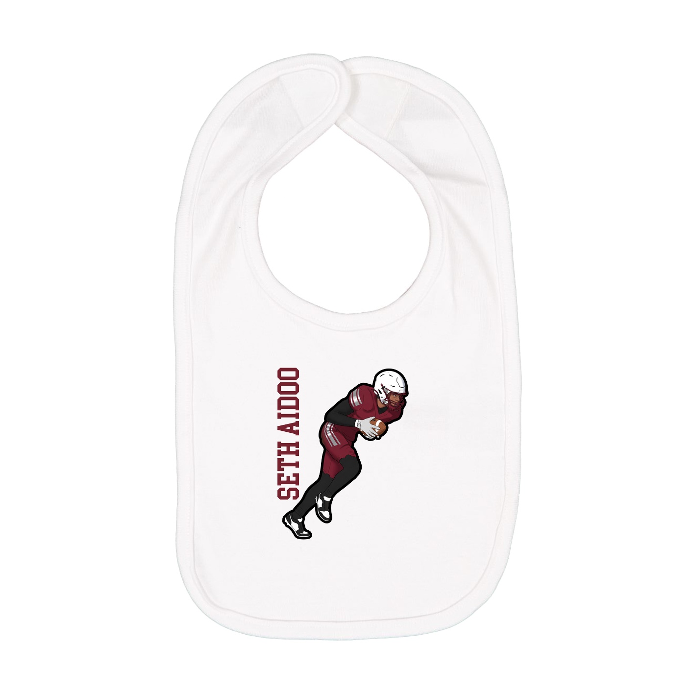 Infant Bib — Name Vertical in White