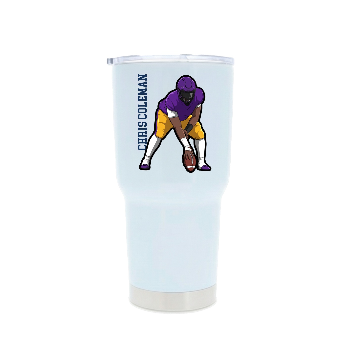 30oz Stainless Steel Tumbler — Name Vertical in White