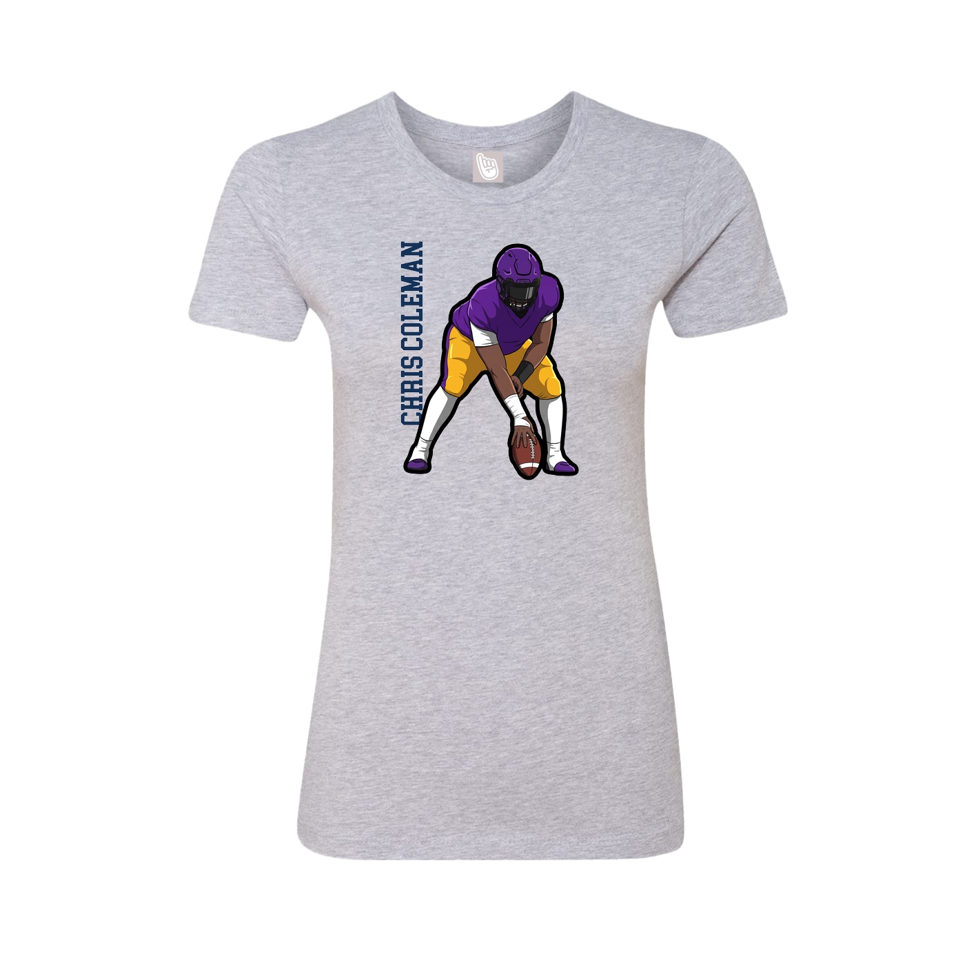 Fitted Women's Tee — Name Vertical in Grey