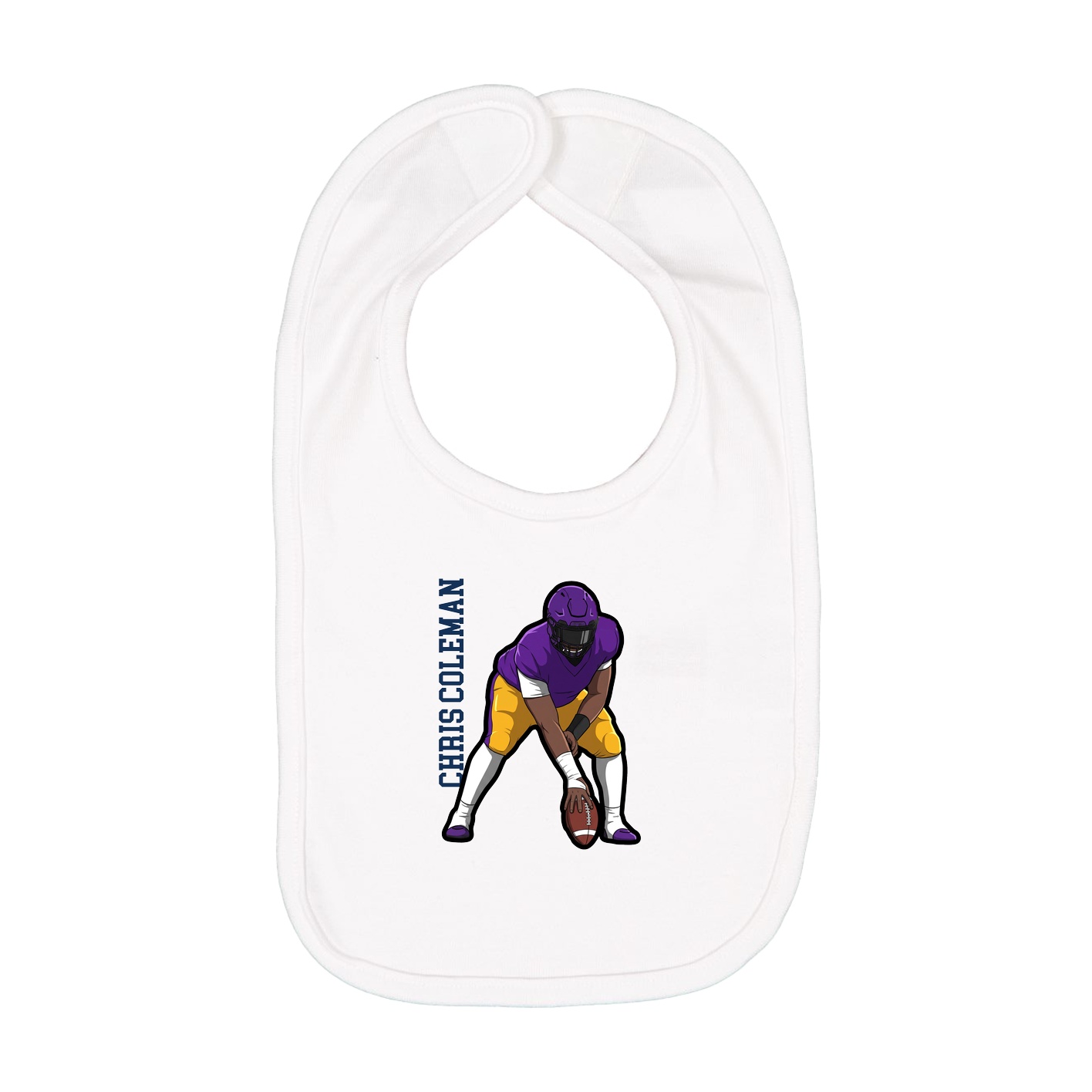 Infant Bib — Name Vertical in White