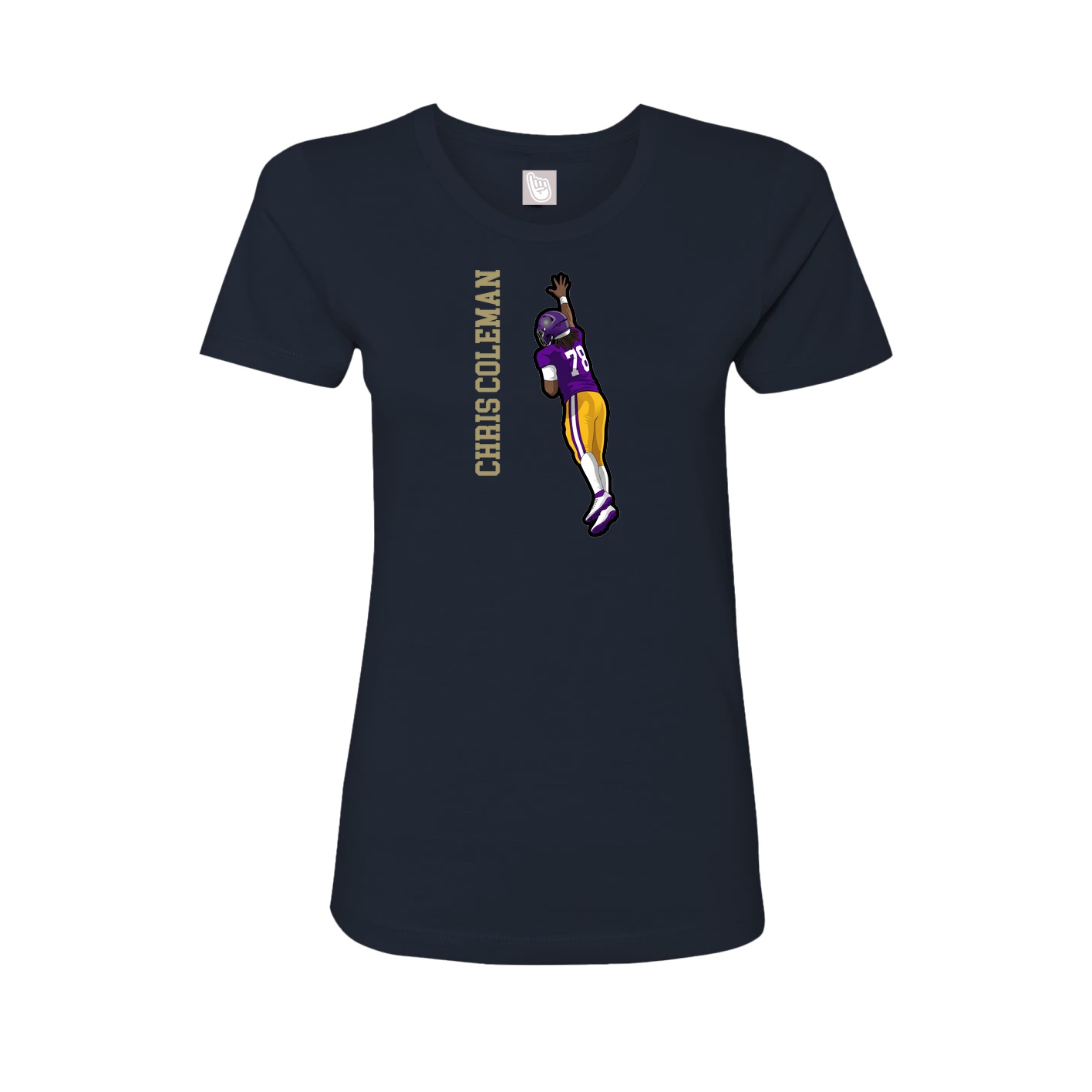 Fitted Women's Tee — Name Vertical in Navy