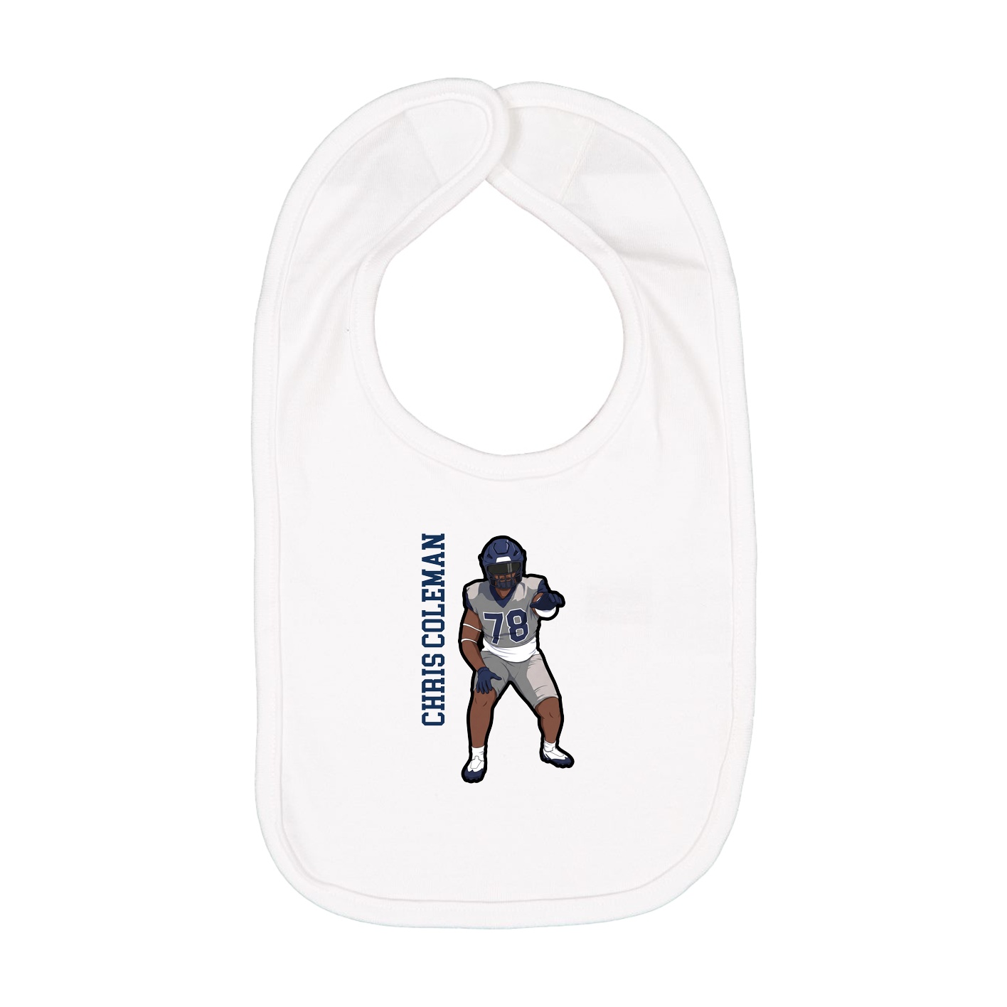Infant Bib — Name Vertical in White