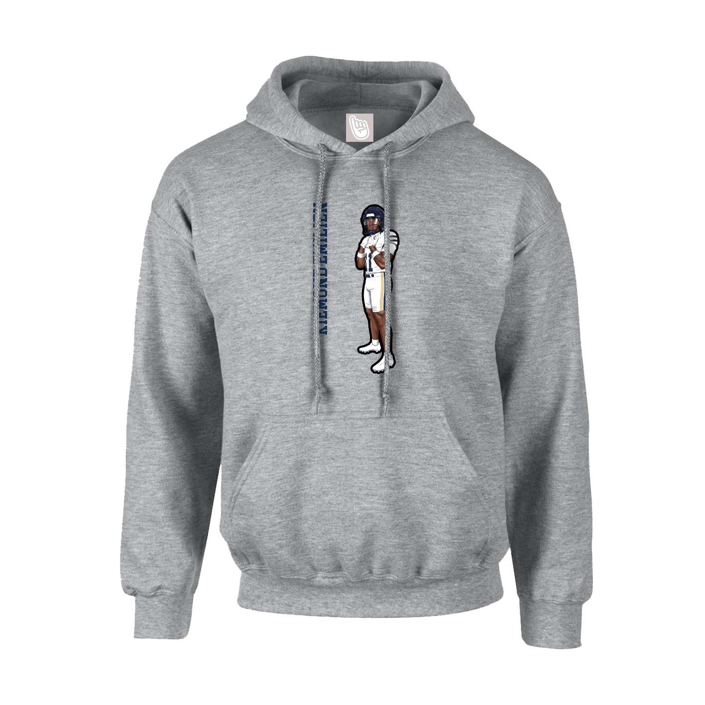 Youth Hoodie — Name Vertical in Grey