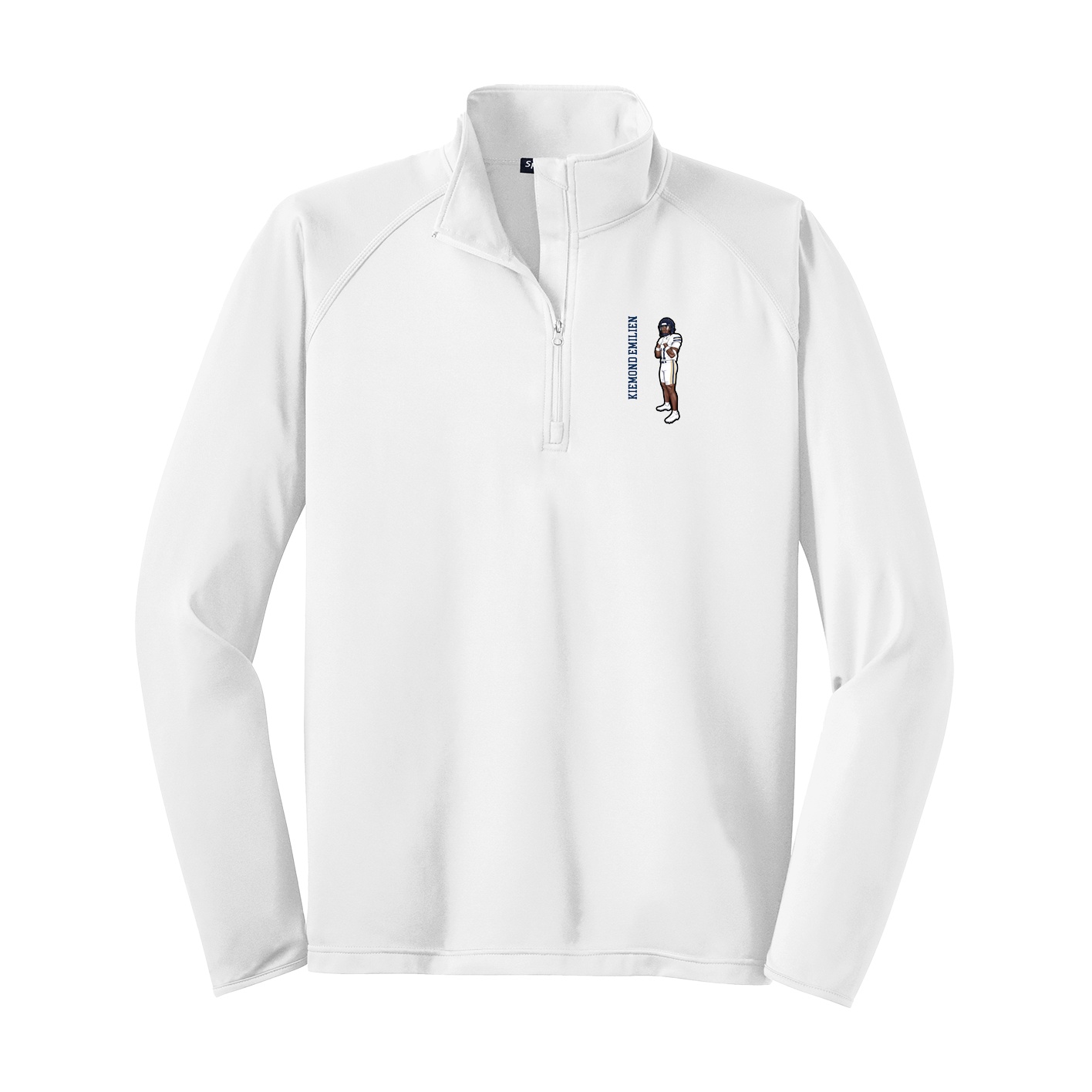 Q-Zip Pullover — Name Vertical in White