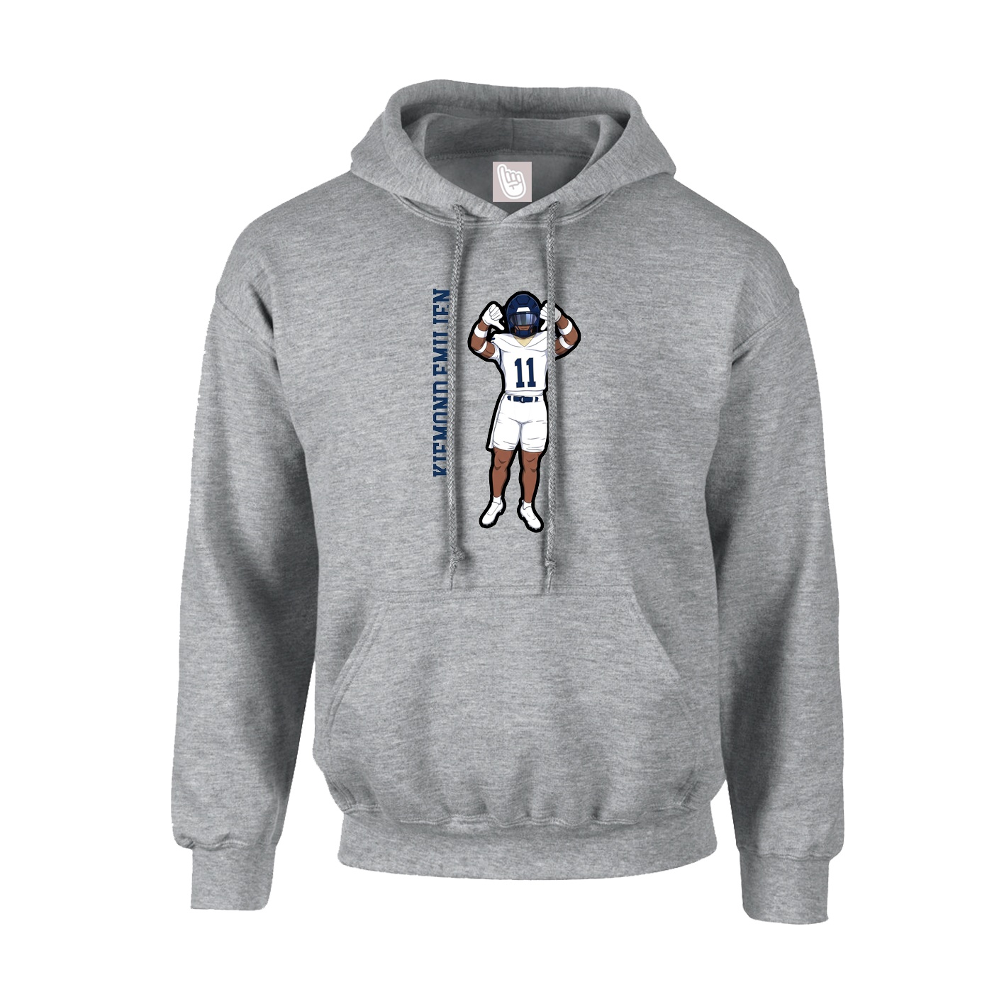 Hoodie — Name Vertical in Grey