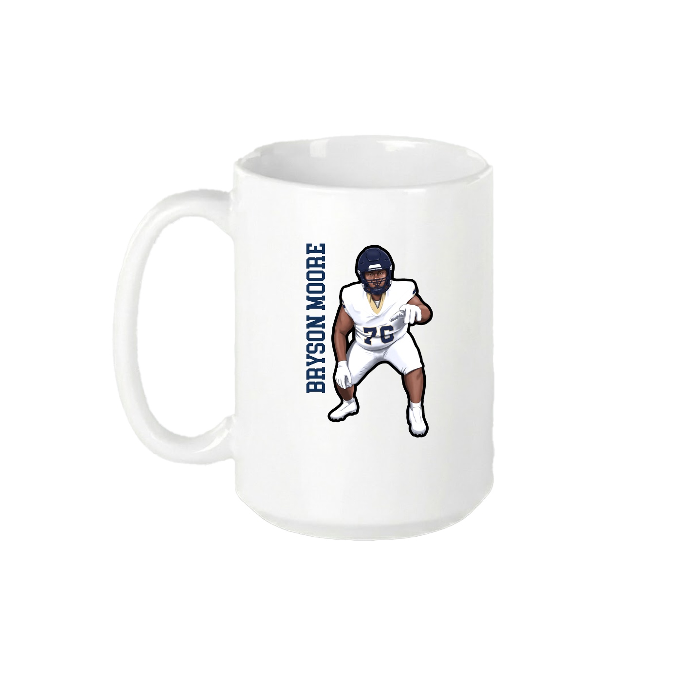 15oz Coffee Mug — Name Vertical in White