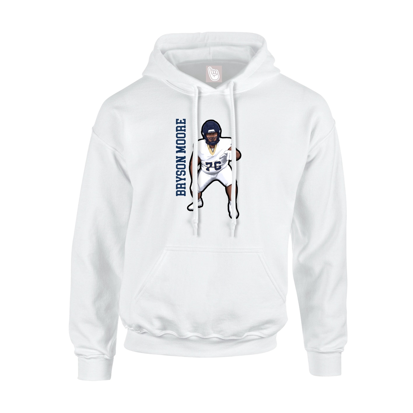 Youth Hoodie — Name Vertical in White