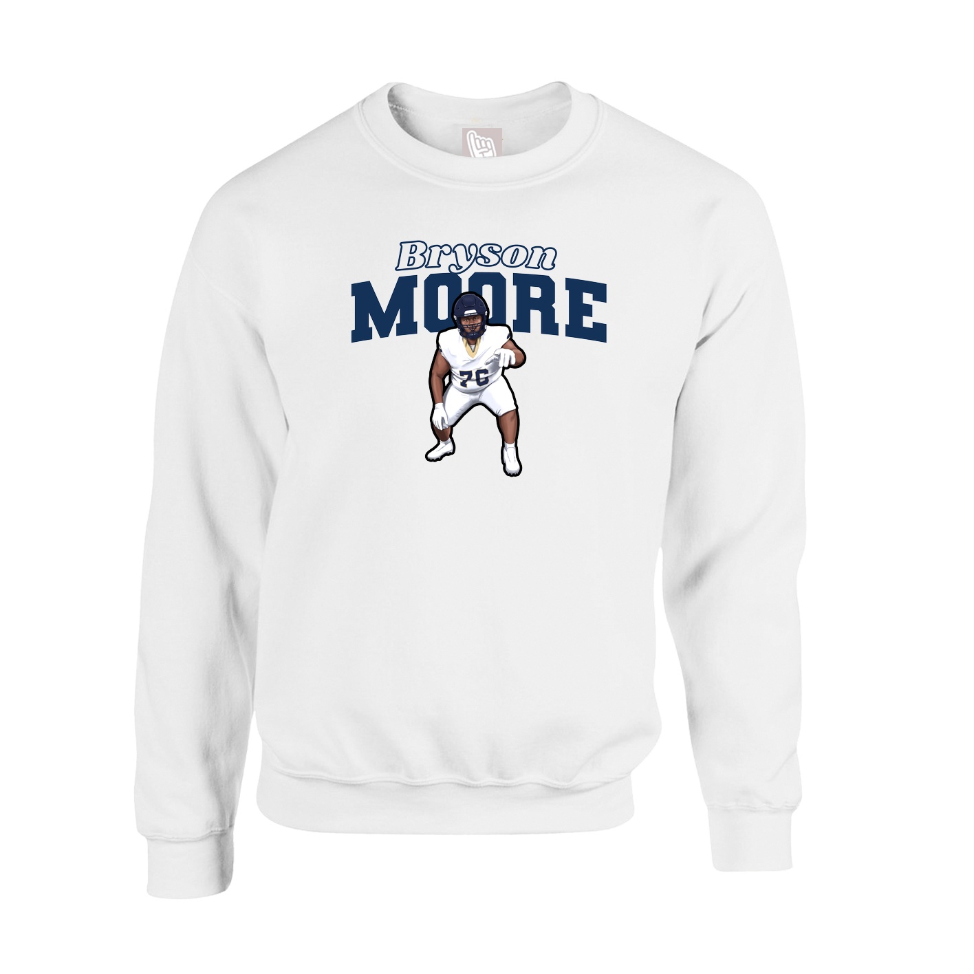 Fleece Crew — Name Arch in White