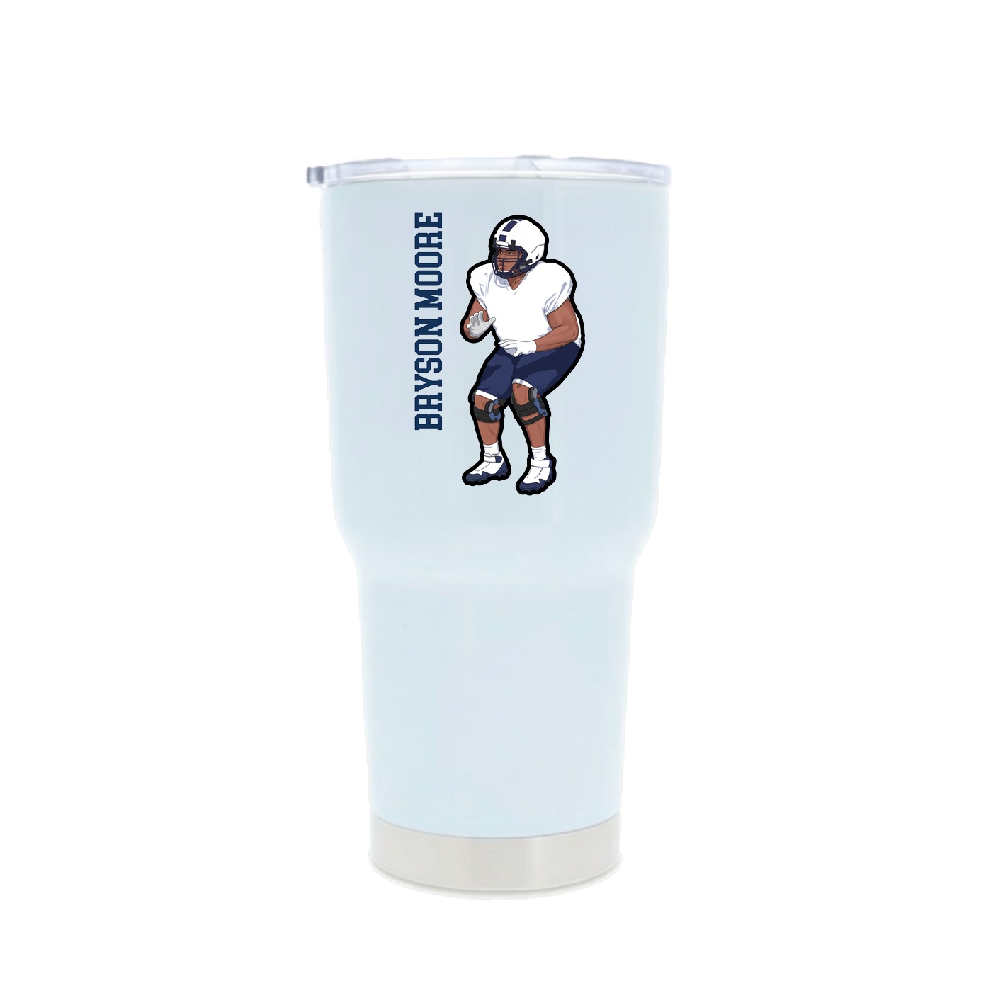30oz Stainless Steel Tumbler — Name Vertical in White
