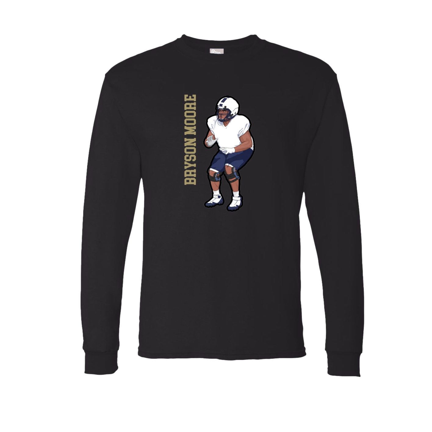 Long Sleeve Tee — Name Vertical in Black