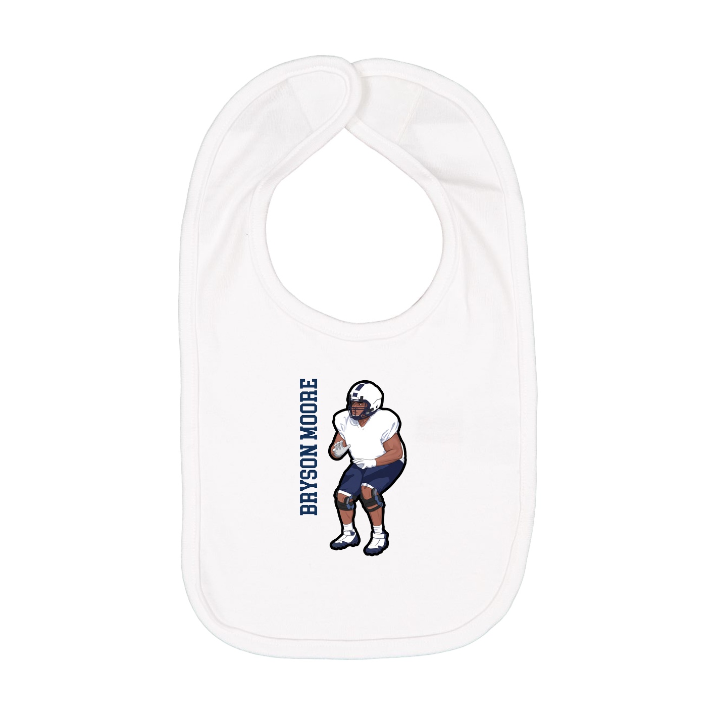 Infant Bib — Name Vertical in White