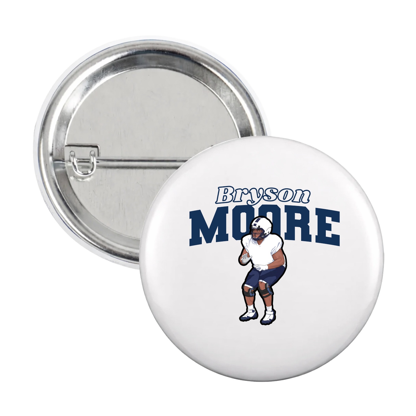 Game Day Button — Name Arch in White