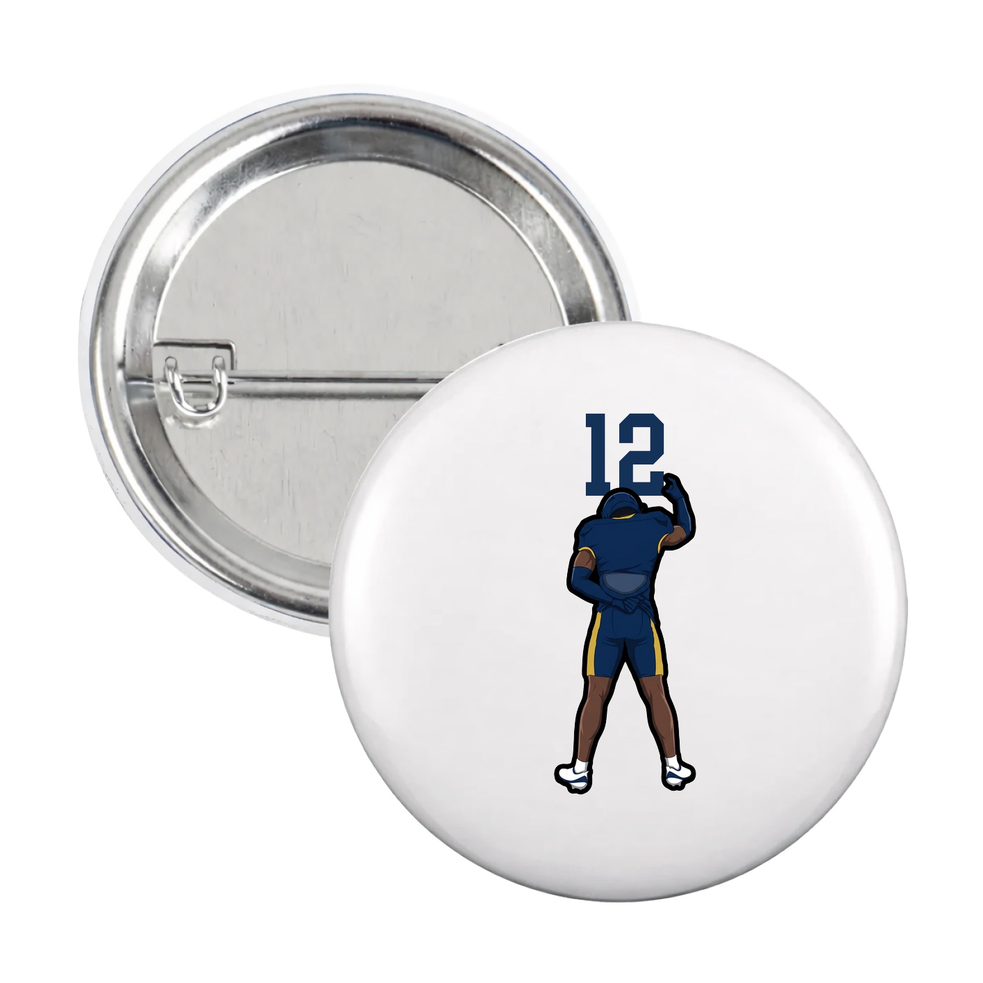 Game Day Button — Number Top in White