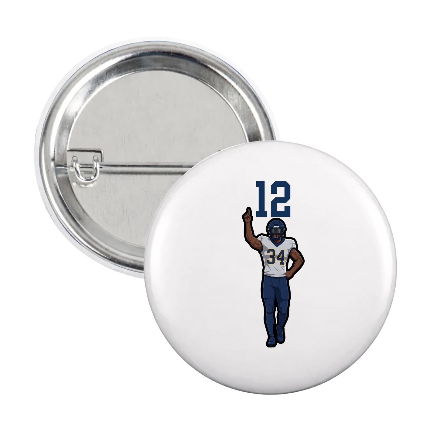 Game Day Button — Number Top in White