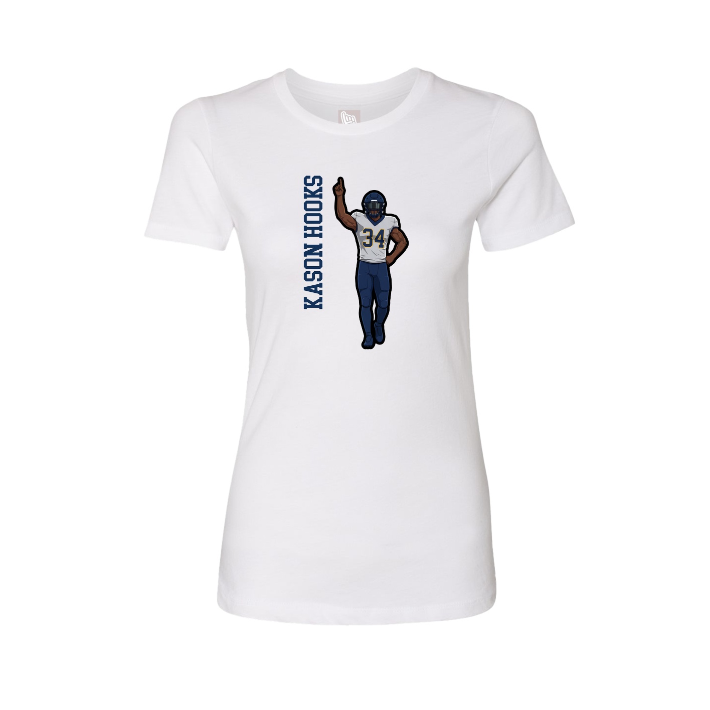 Fitted Women's Tee — Name Vertical in White