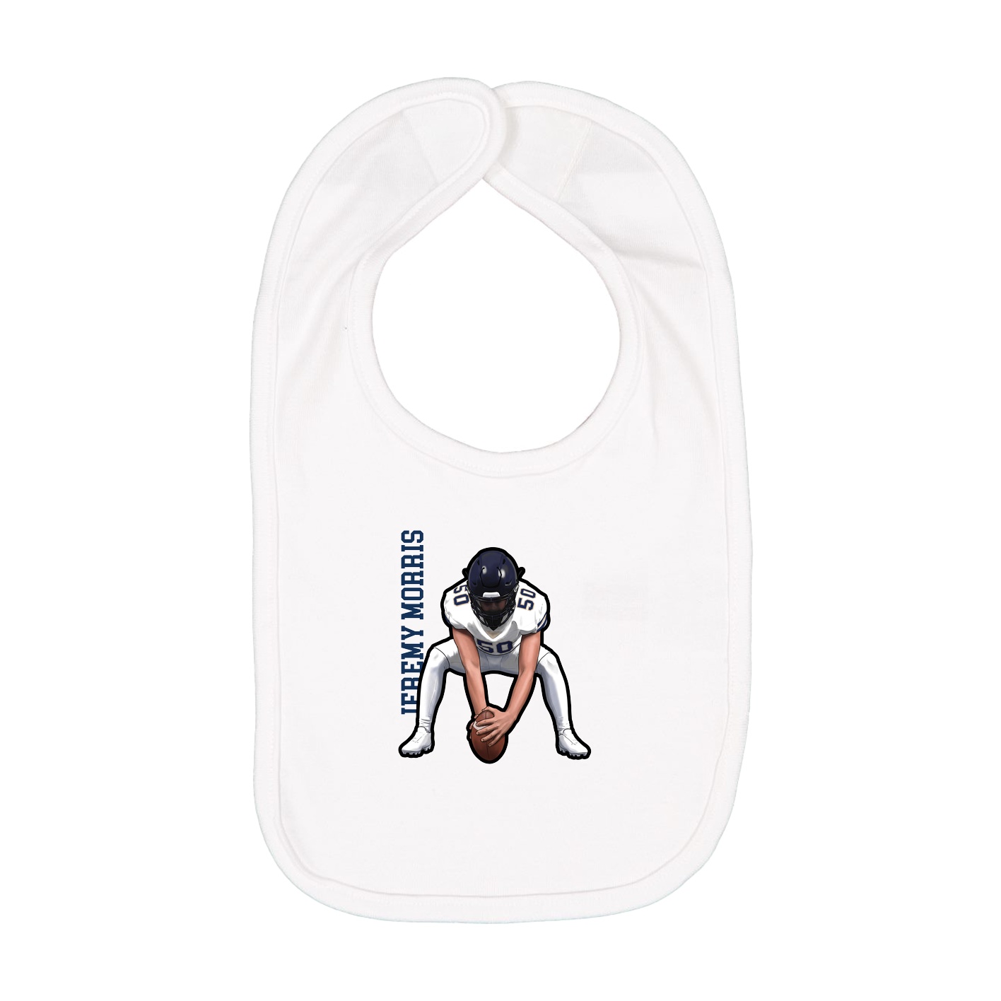 Infant Bib — Name Vertical in White