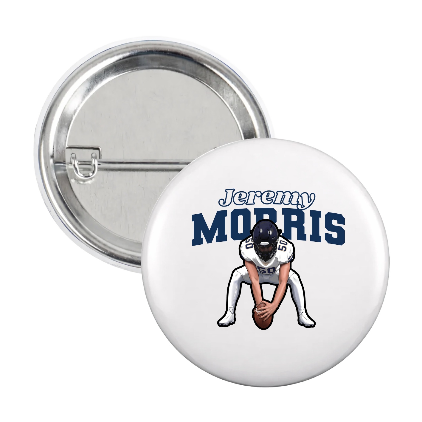 Game Day Button — Name Arch in White