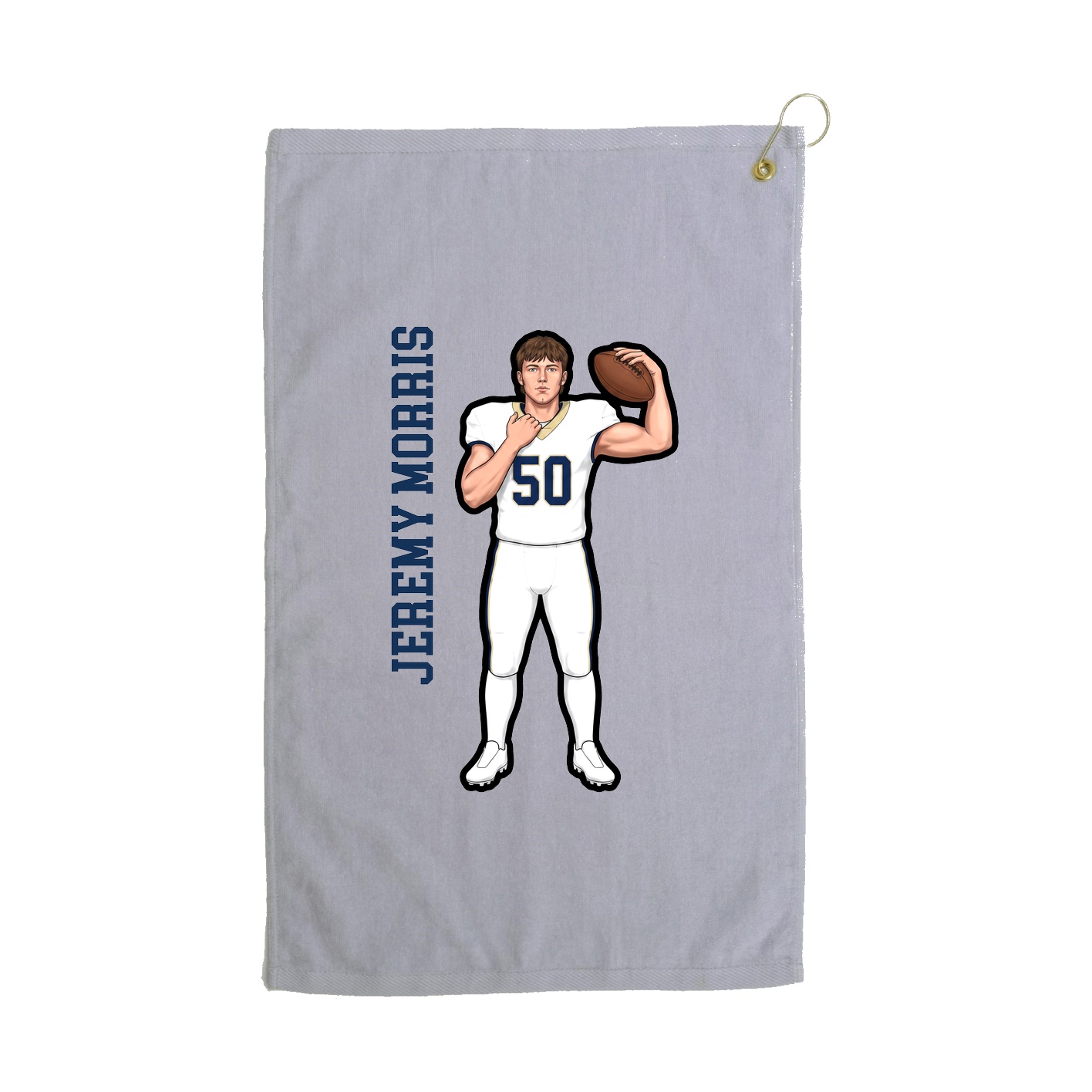 Golf Towel — Name Vertical in Grey