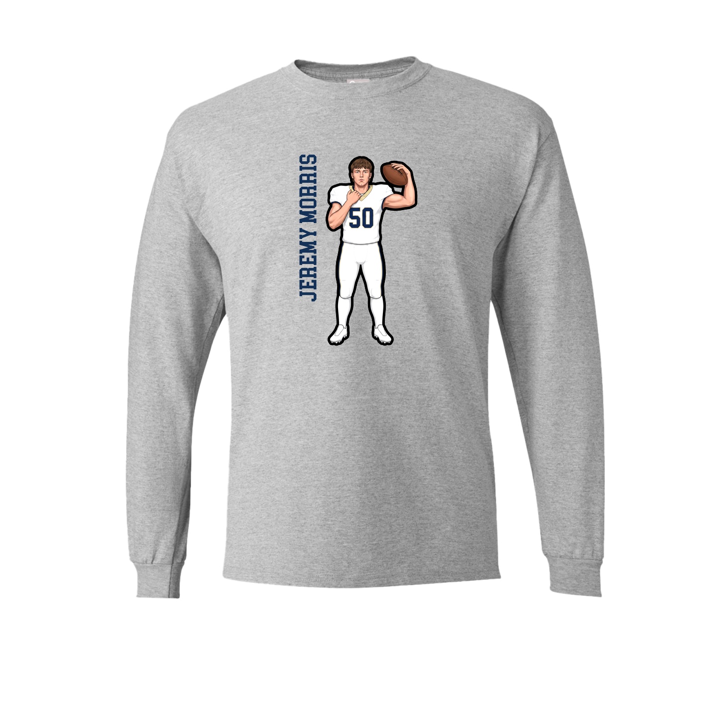 Long Sleeve Tee — Name Vertical in Grey