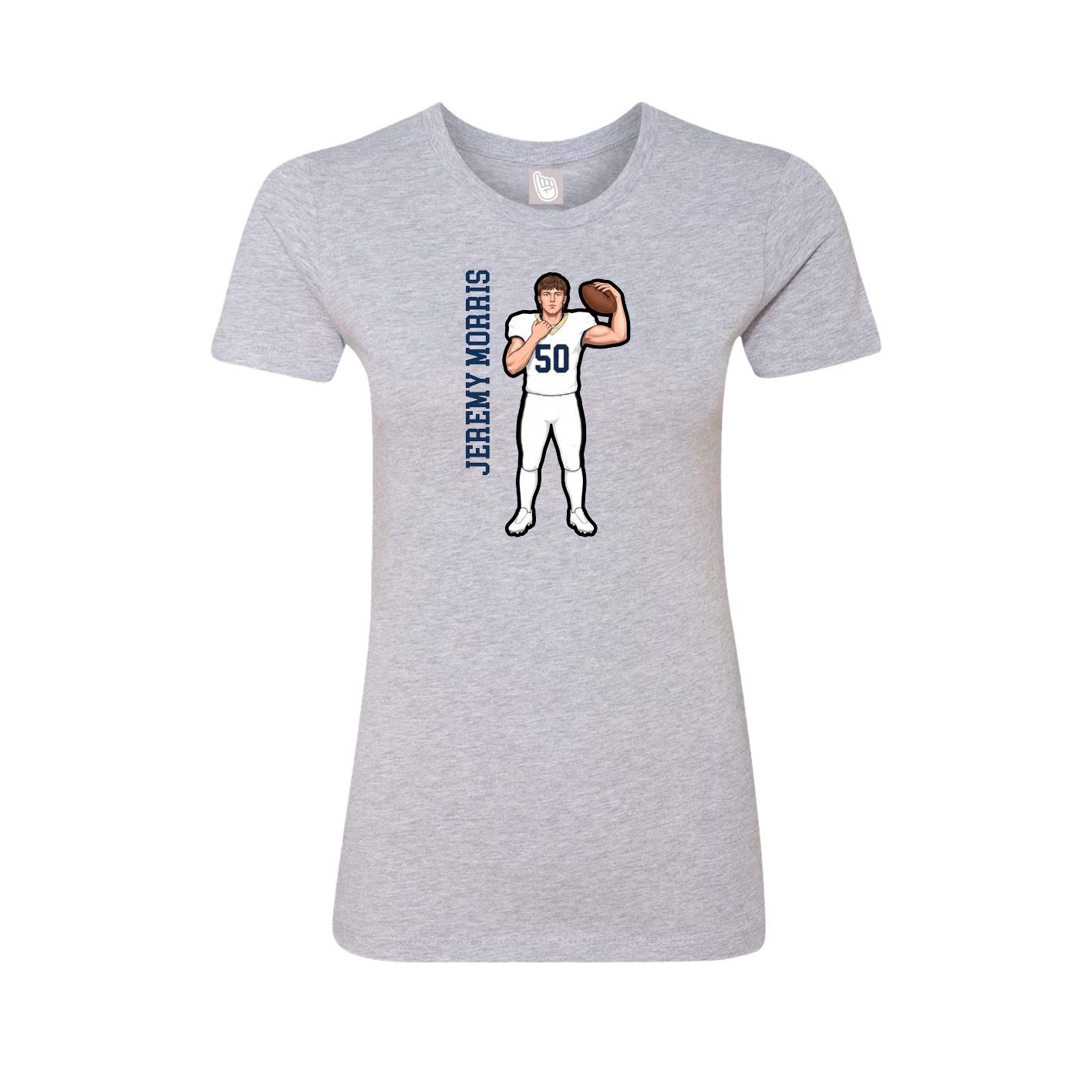 Fitted Women's Tee — Name Vertical in Grey