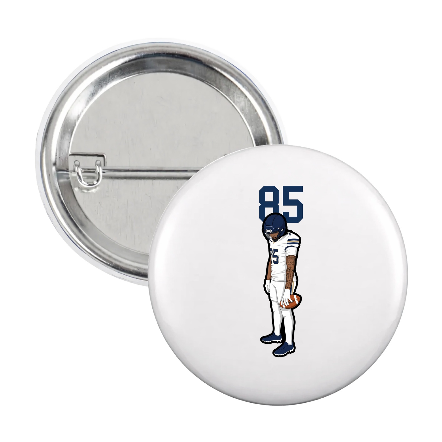 Game Day Button — Number Top in White