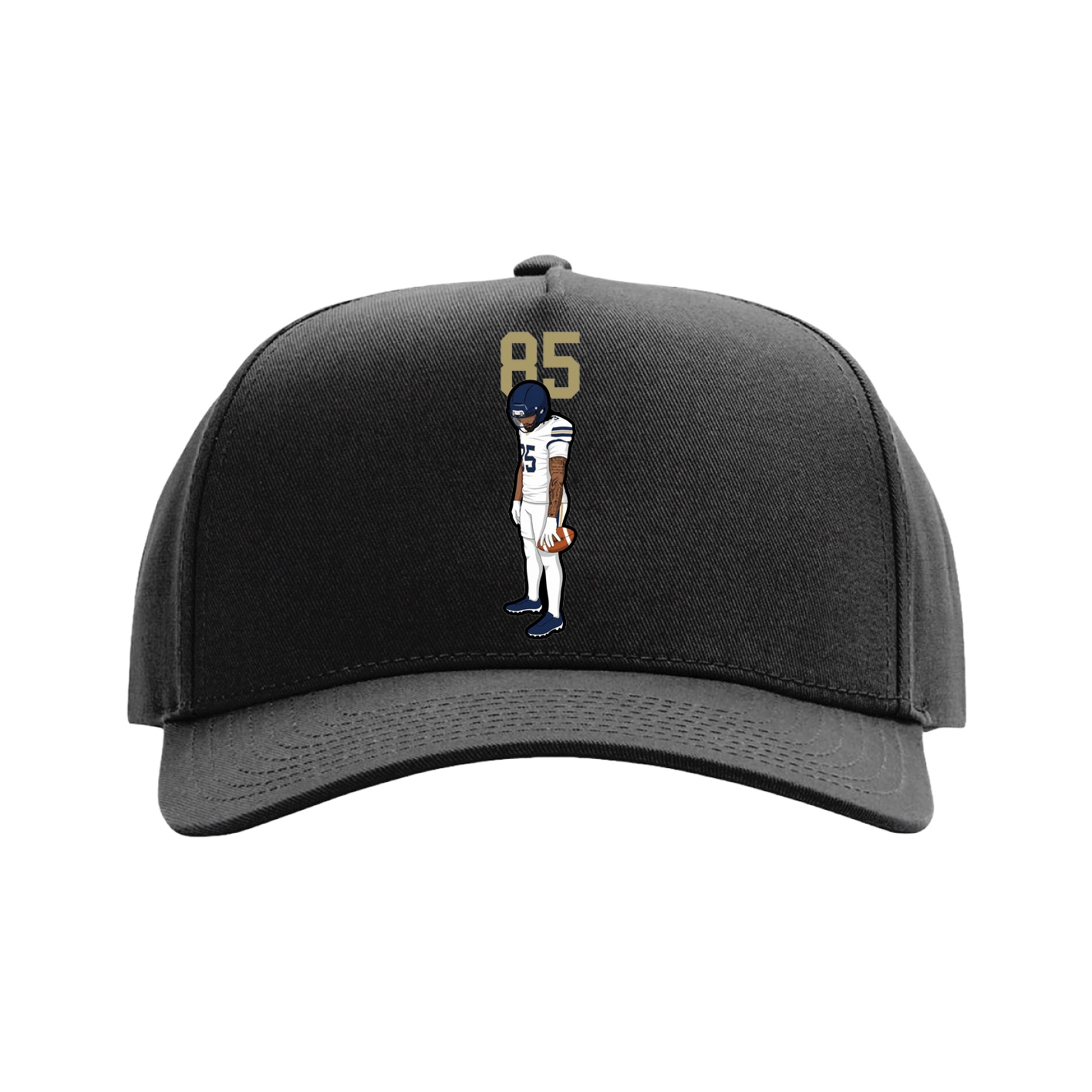 Full Fabric Five-Panel Champ Cap — Number Top in Black