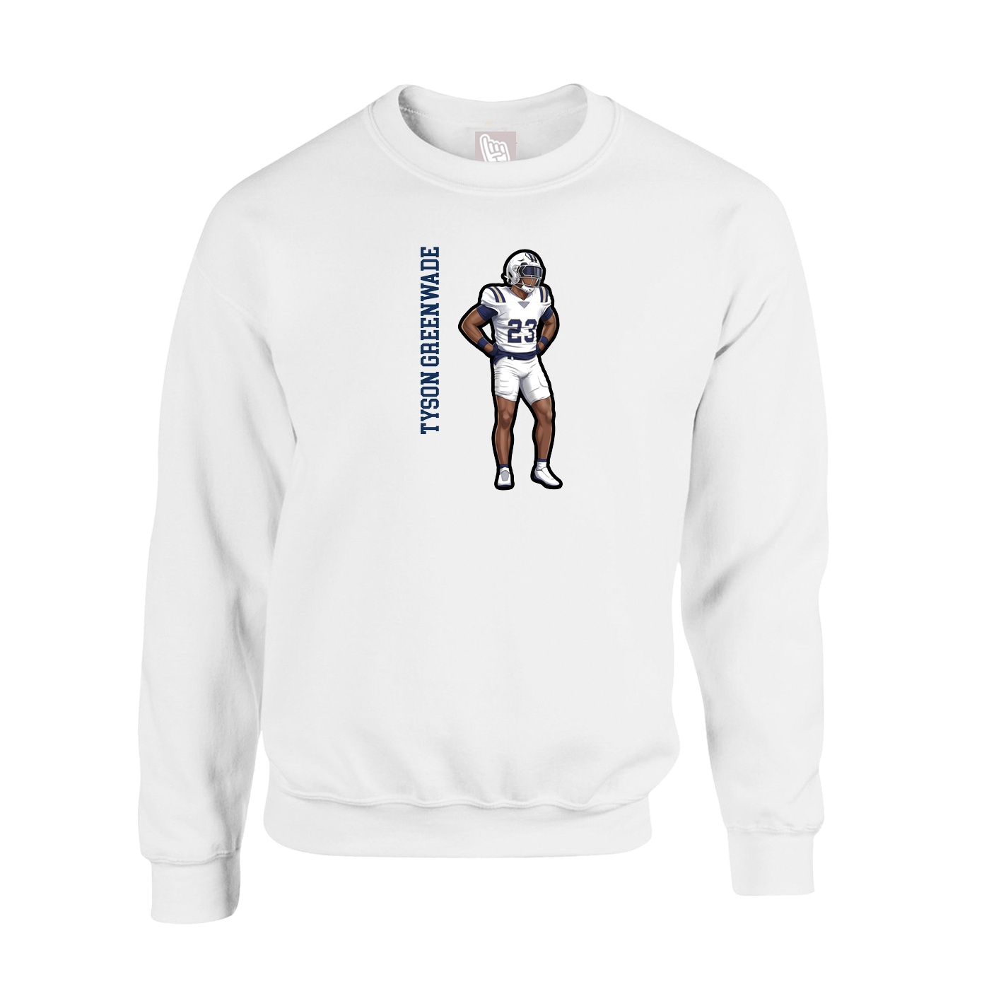 Fleece Crew — Name Vertical in White
