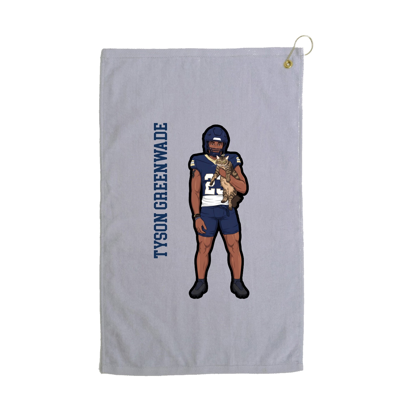 Golf Towel — Name Vertical in Grey