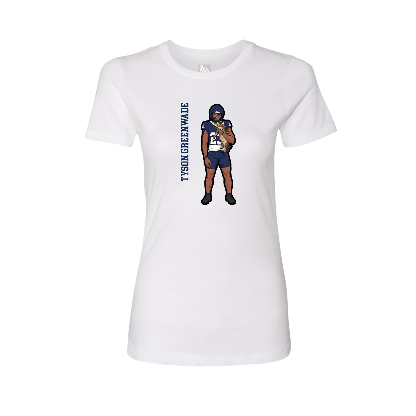 Fitted Women's Tee — Name Vertical in White