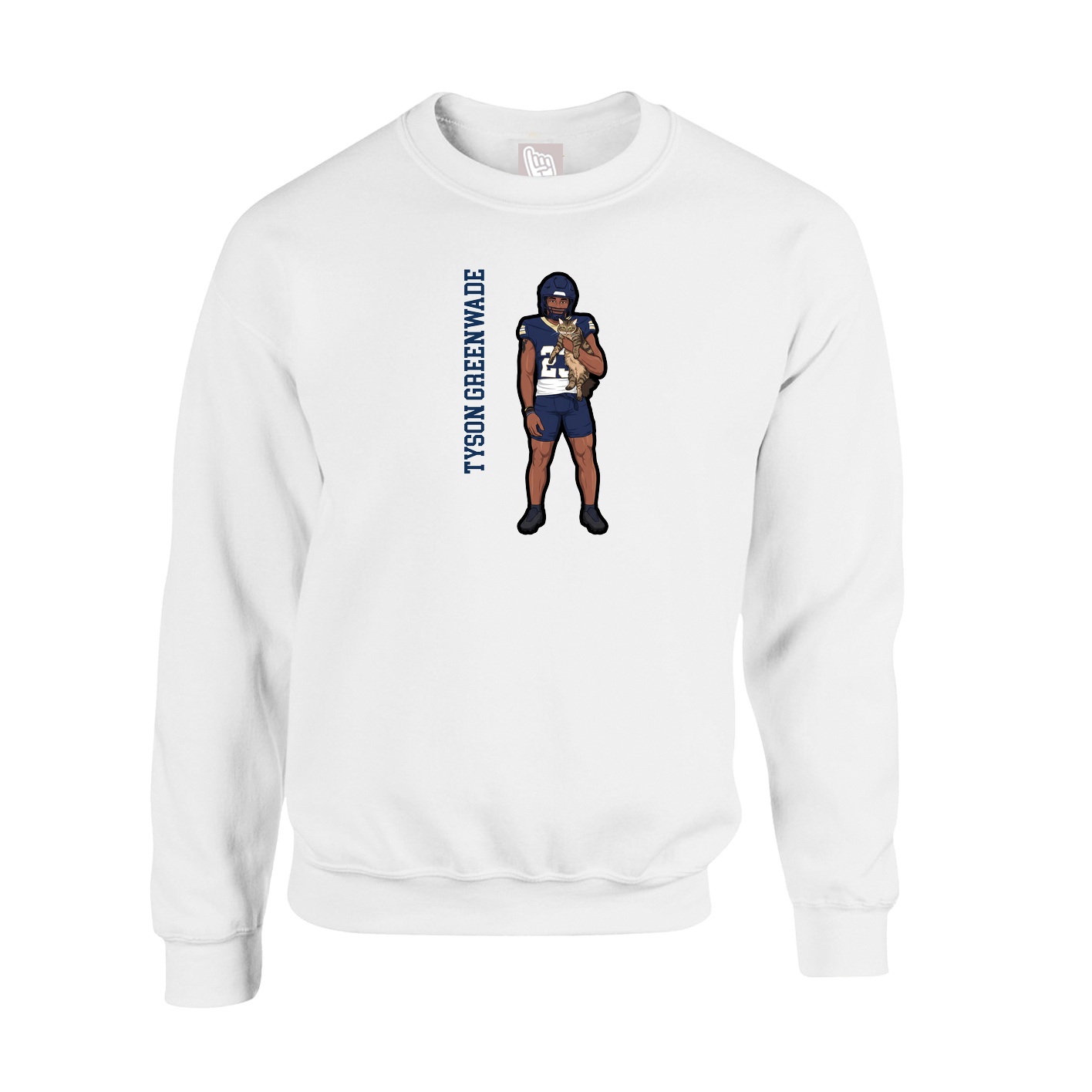 Fleece Crew — Name Vertical in White