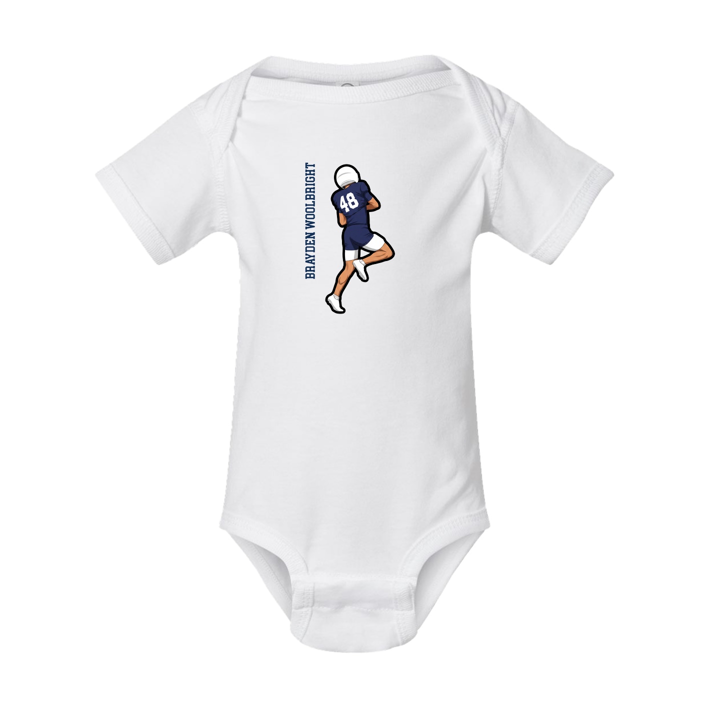 Baby Onesie — Name Vertical in White