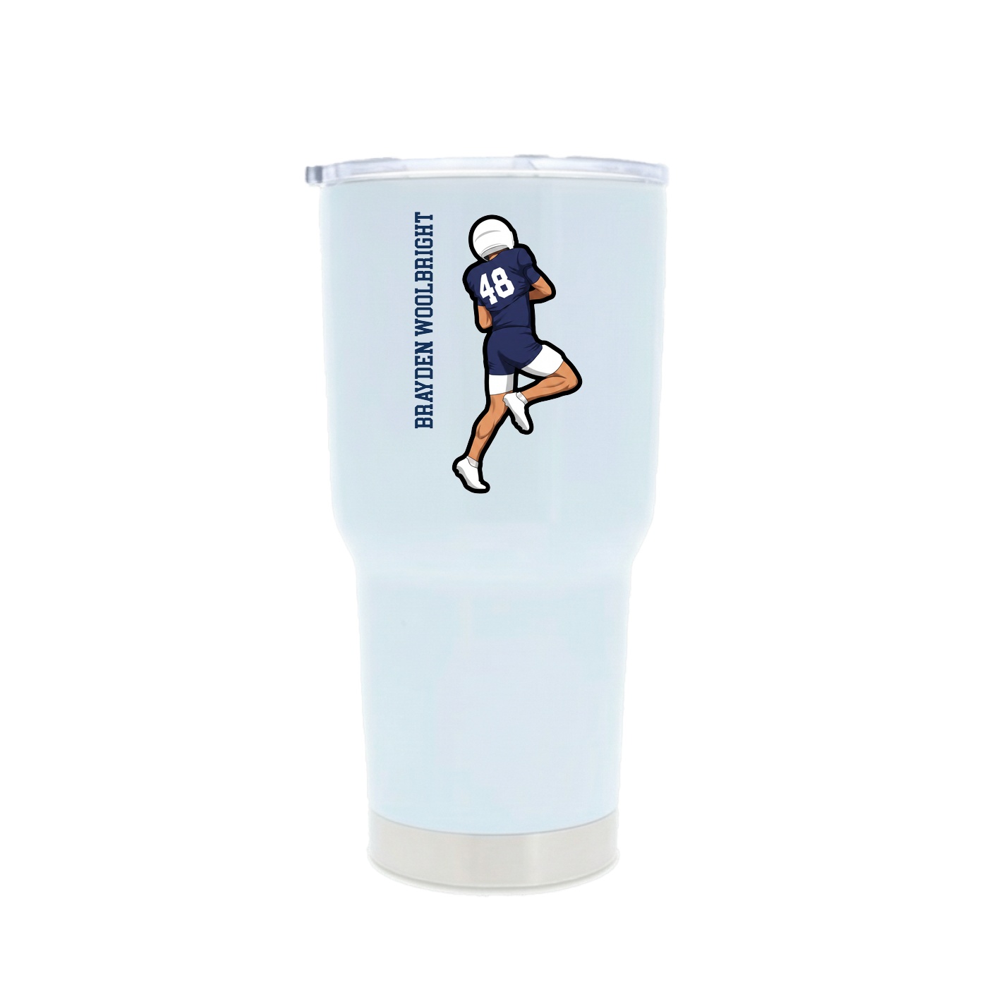 30oz Stainless Steel Tumbler — Name Vertical in White