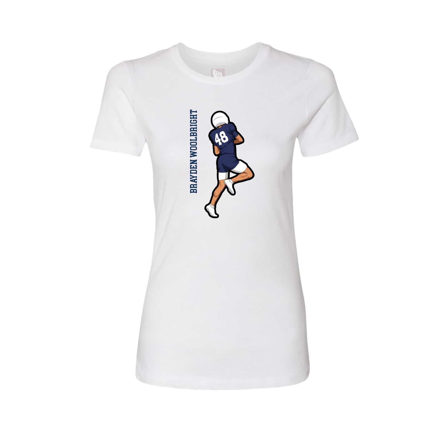 Fitted Women's Tee — Name Vertical in White